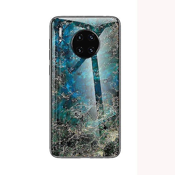 Marmor Shockproof Hærdet Glas Cover Kompatibel Huawei Mate 20 Pro - Mørkegrøn