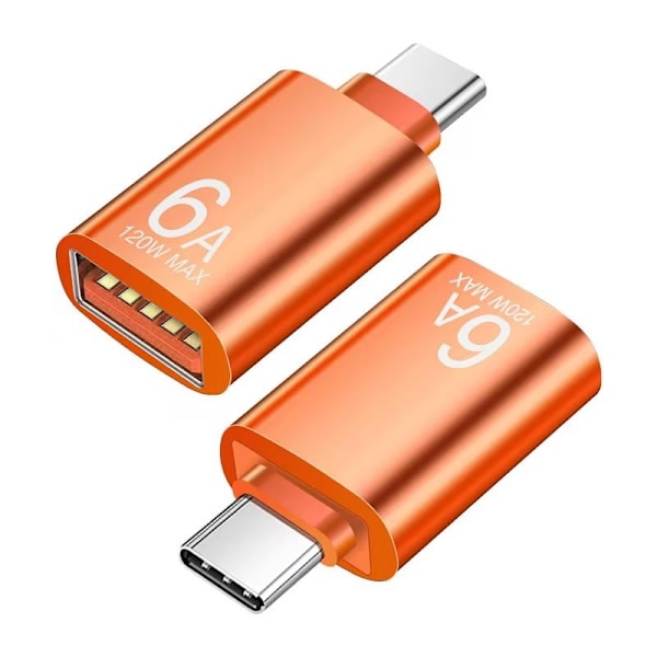 OTG-adapter 3.0USBType-c till 6A snabbladdningsomvandlare mobiltelefon USB-minne lämplig för Apple-kortläsare Orange 6A