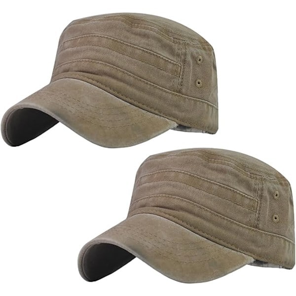 2 stk. militær caps i militærstil, unisex militær caps, flade caps, kadet caps