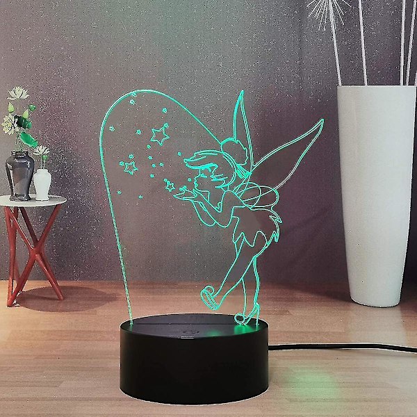 Sød Tinker Bell 3D Natlampe Til Børn/Drenges Fødselsdag