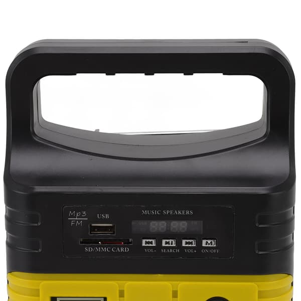 solcellepanelgenerator LED-lys MP3 bluetooth radio mobil lading multifunksjonell bærbar solcellepanelstasjon EU-plugg 250V gul