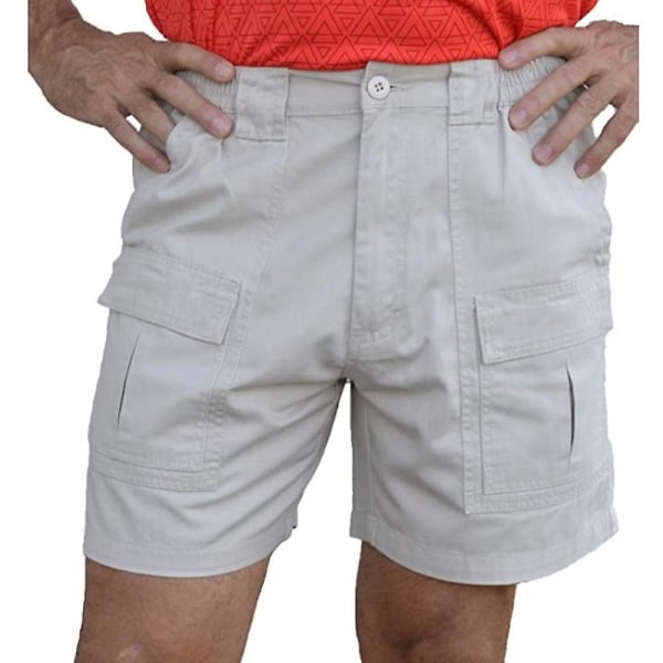 Herr Cargo Elastiska Shorts Multi fickor Arbetsbyxor Vandringsbyxor Creamy White XL