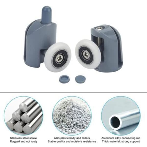 PCS Rustfritt stål + ABS skyvedørsruller 23 mm Rustfrie dusjdørruller Robuste holdbare dusjkabinett-ruller
