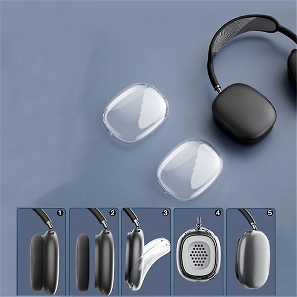 2 stk Bløde Anti-ridse Transparent Cover til Max Tpu Trådløse Stødsikre Hovedtelefoner Etui Sleeve Grøn