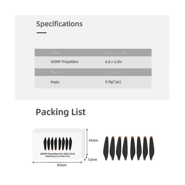 For Mini 3 propeller, kompatibel med Mini 3 Pro drone, udskiftning, lav støj, hurtigudløselige blade A