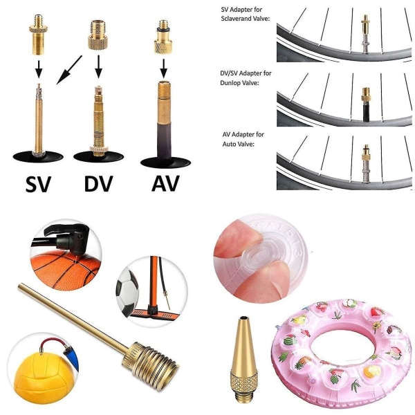 Cykelpumpe Ventiladapter 14 stk Luftpumpe Tilbehør Send 10 Pakninger Ventiler A