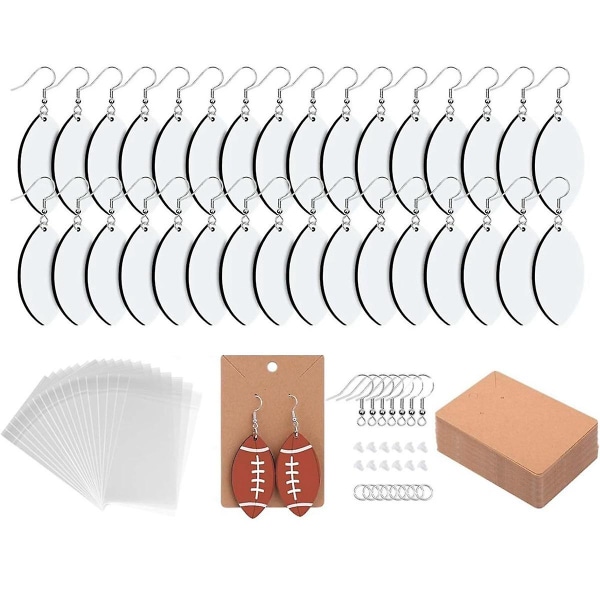 60 kpl Sublimointi Korvakorun Tyhjiä, Korut Korvakorut Puinen Mdf Jalkapallopaita DIY Sublimointi Korvakoru