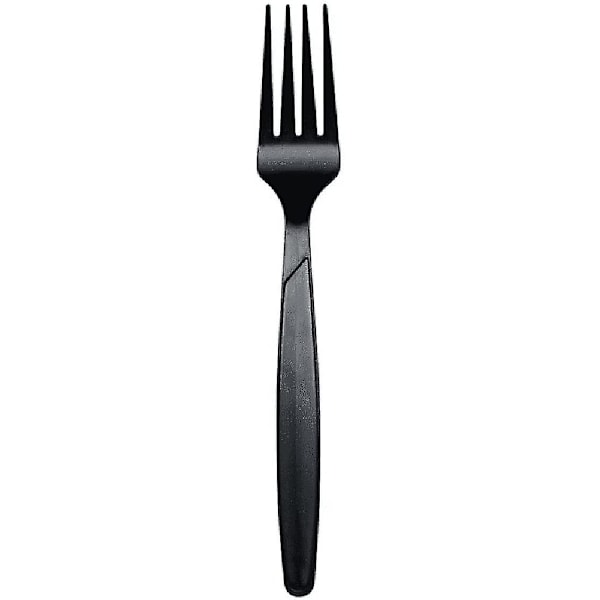 200-delars Set Premium Kvalitet Svart Plastbestick | 100 Gafflar + 100 Knivar | Återanvändbart Tjockt Plastbestick för Fester, Vardagligt Bordsporslin Middag