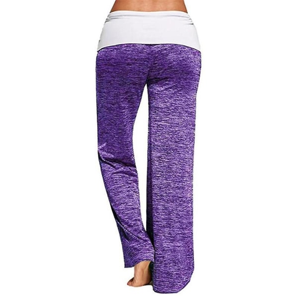 Kvinder Snøre Casual Yoga Bukser Åndbar Gym Sport Pilates Lange Bukser Purple L