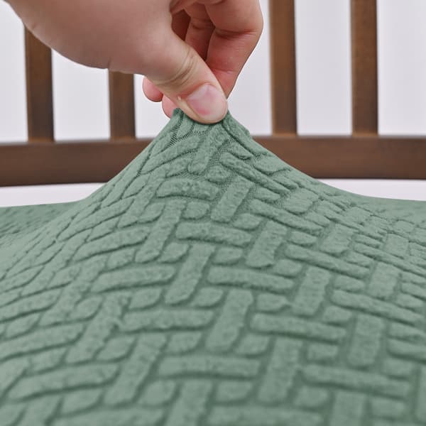 Randigt rutigt dubbelt elastiskt pallöverdrag med tunga och spänne, halkfritt, kattklösresistent, elastiskt jacquard T-format stolsöverdrag