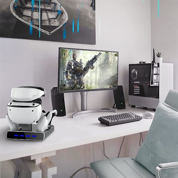PS VR2 -ohjaimen lataustelakkakaapeli LED-valolla, VR-telakka lataustelakka-asema VR-kuulokkeilla