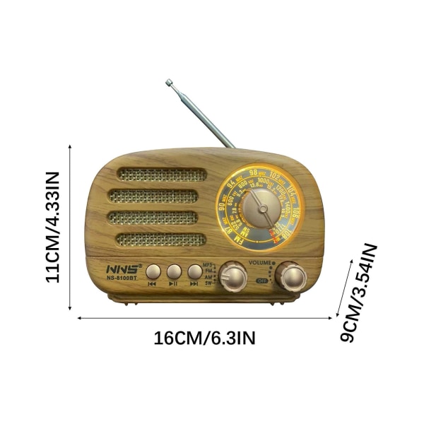 Populær håndindstillet retro Bluetooth-højttaler, fuldbåndsradio, multifunktionel bærbart kortlyd