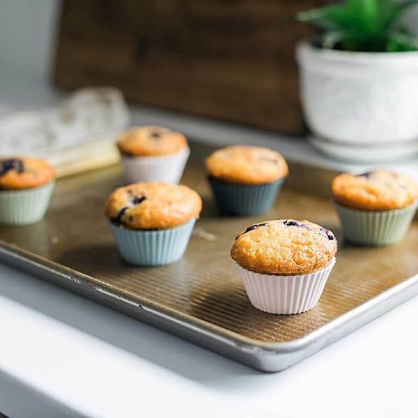 Silikonmuffinsformar, 24-pack, återanvändbara, non-stick, tåliga silikonmuffinsformar