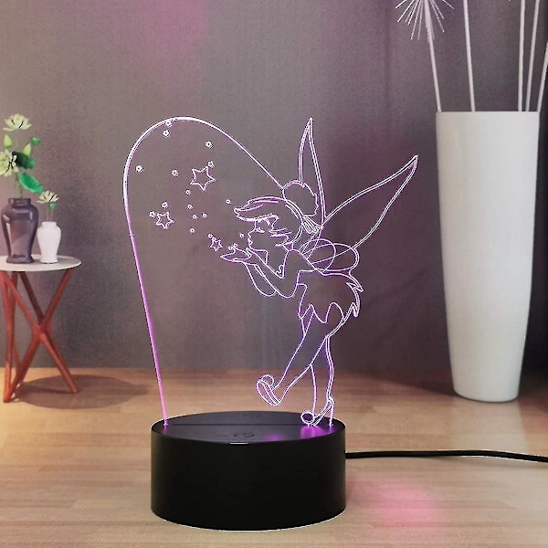 Sød Tinker Bell 3D Natlampe Til Børn/Drenges Fødselsdag
