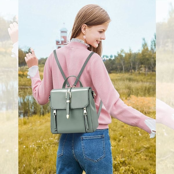 Lille Rygsæk Dame Messenger Taske Mini Rygsæk Sød Piger PU Læder Vandtæt Rygsæk til Daglig Rejse Verde