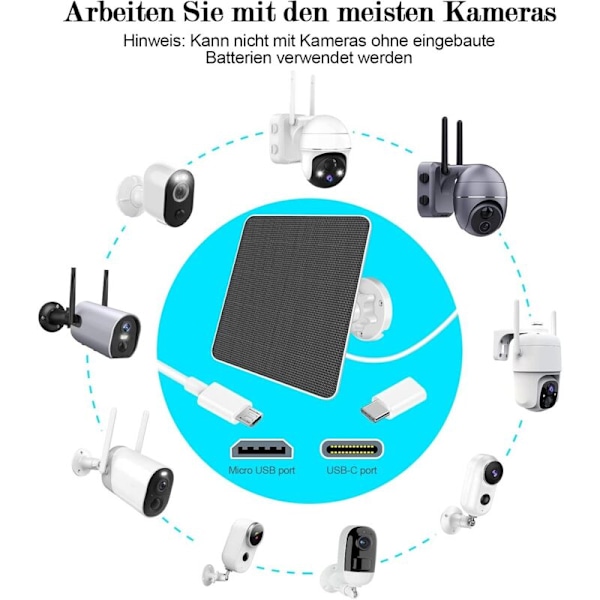 3W solpanel för trådlös utomhussäkerhetskamera. 6V IP65 USB-solpanel strömförsörjning för 3m batteridriven säkerhetskamera.
