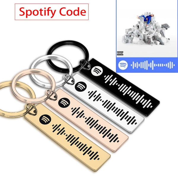 Nøkkelring i rustfritt stål for par, musikkgave, Spotify-kode nøkkelring