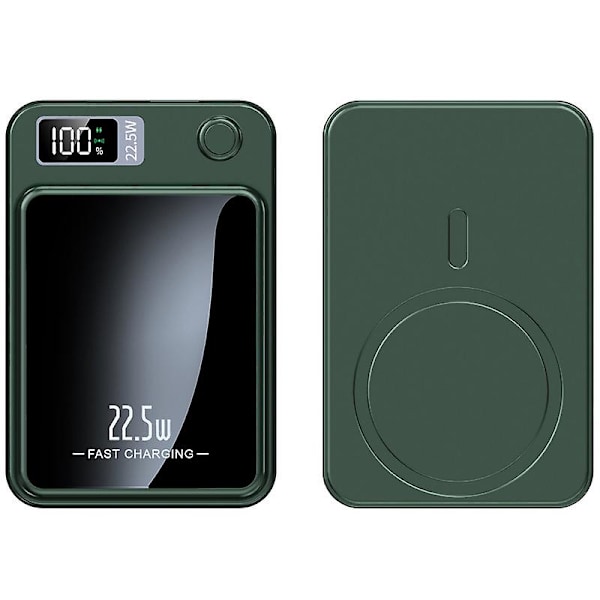 Magnetisk bærbar lader 20000 mAh Hurtiglading 22,5W Bærbar MagSafe Power Bank green