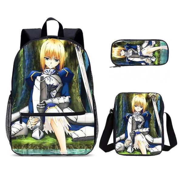 3 stk/sæt Fate Zero skoletaske Anime rygsæk Casual taske med blyanttaske Messenger Bag