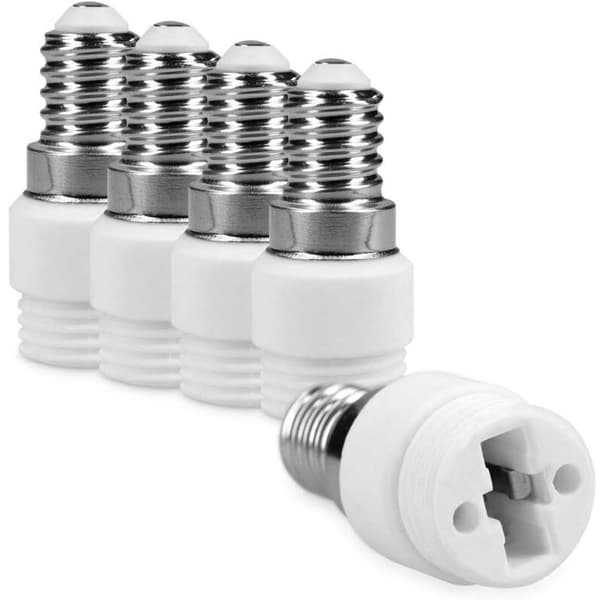5x fatningsadapter - E14 til G9 fatningskonverter - Bajonetbase lampeholderadapter til halogen LED-pærer