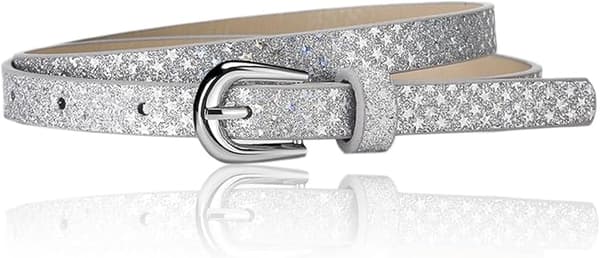 Søtt skinnende smalt tynt belte for jenter og gutter, barnemote glitter PU