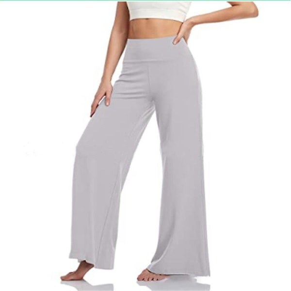 Dame elastiske løse yogabukser Casual lange bukser med brede ben Grey S