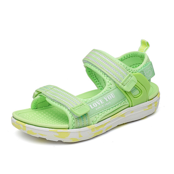 Trendiga söta sandaler med öppen tå för flickor, andningsbara lätta sandaler för inomhus utomhus strand, sommar Green 34