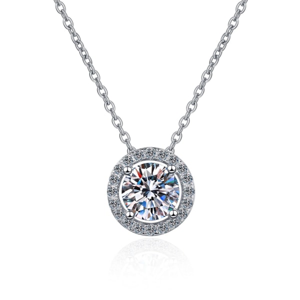 Moissanite hänge halsband 1ct S925 Silver D Färg Ideal Cut Diamond halsband för kvinnor