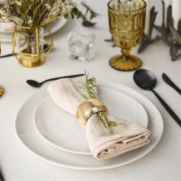 24 stk. Guld Servietringe Servietholdere Til Stofservietter Metal Bryllup Servietholder Til Linned