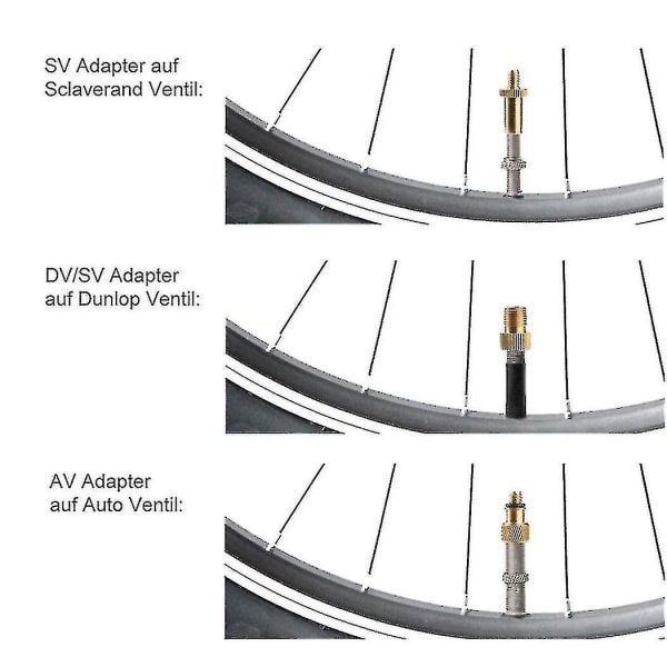 10 st Pumpmunstycke-set Presta Schrader Ventil Slang Cykelventil Adaptrar för Road Fixi