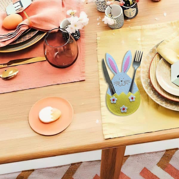 Påskbesticksväska 4-pack 4-pack Tyg Påskbesticksväska Påskdekorationer Yellow