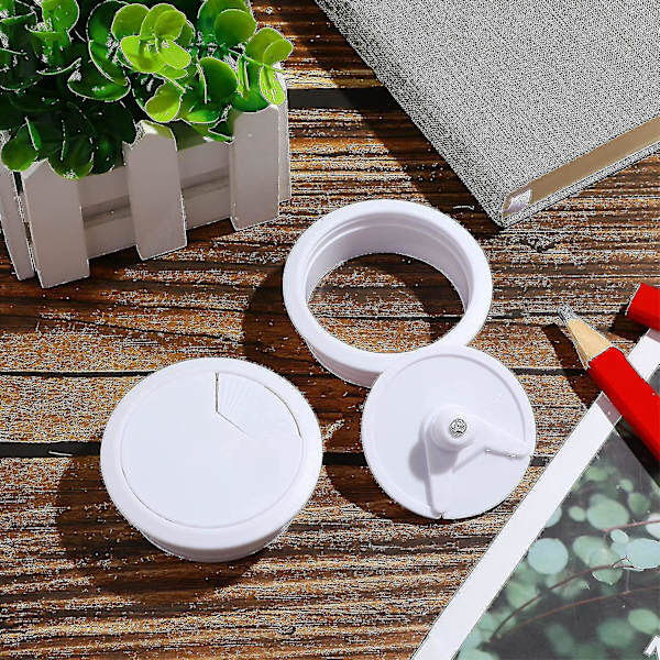 Skrivbordsgenomföring, Skrivbordsgenomföring för kabel, Datorbordsgenomföring i plast, Kabelorganisatör för att hålla ordning på kablar (4 st, Vit)