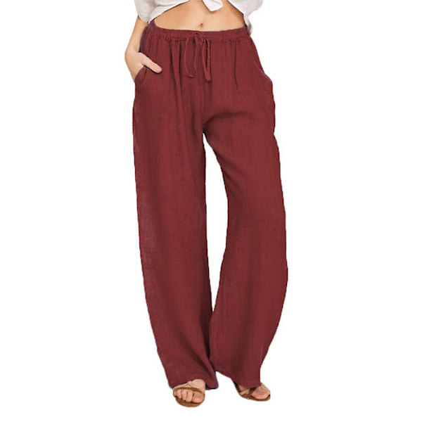 Damebukser med snøre og lommer Wine Red 3XL