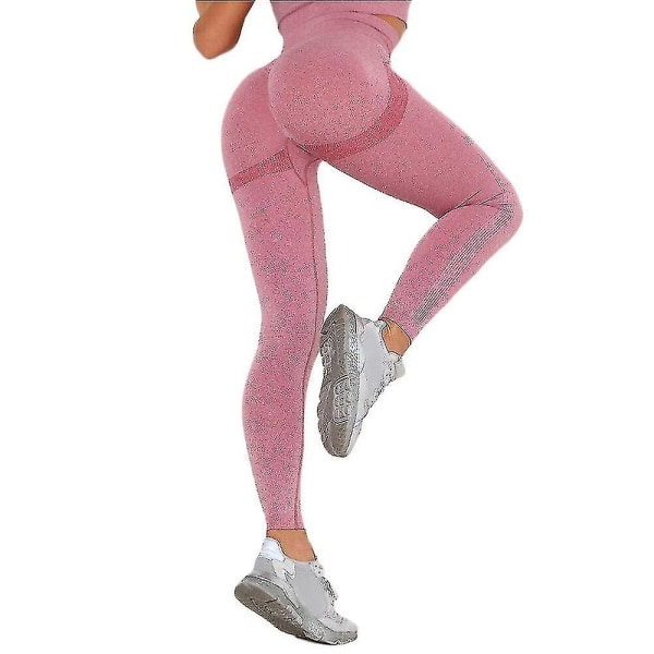 Kvinner Sport Yoga Bukser Fitness Push Up Tights Bukser Wine Red S