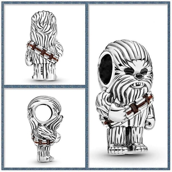 S925 Hopeakorut Star Wars Anime Tarvikkeet Yoda BB-8 R2 Mandalorian DIY Helmillinen Rannekoru Kaulakoru Riipus Sopii Pandora Lelu Lahja C044-S2