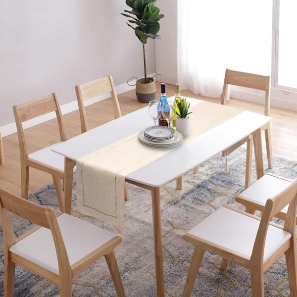 Beige linservietter 183 x 32 Moderne linservietter og vaskbare til spisebord Borddekorasjon Møbler