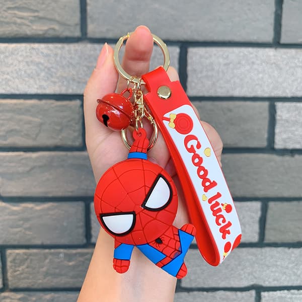 Spider-Man nyckelring, superhjälte Marvel silikonfigurhänge, bilväska berlock, liten presentnyckelring