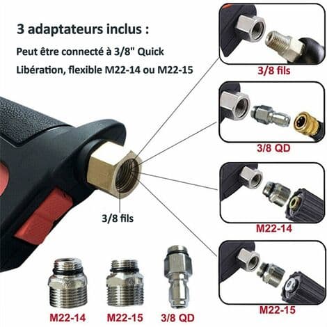 Högtryckstvätt Pistol, Lans, Munstycksset, Spetskit 4000psi m22 UNOIU