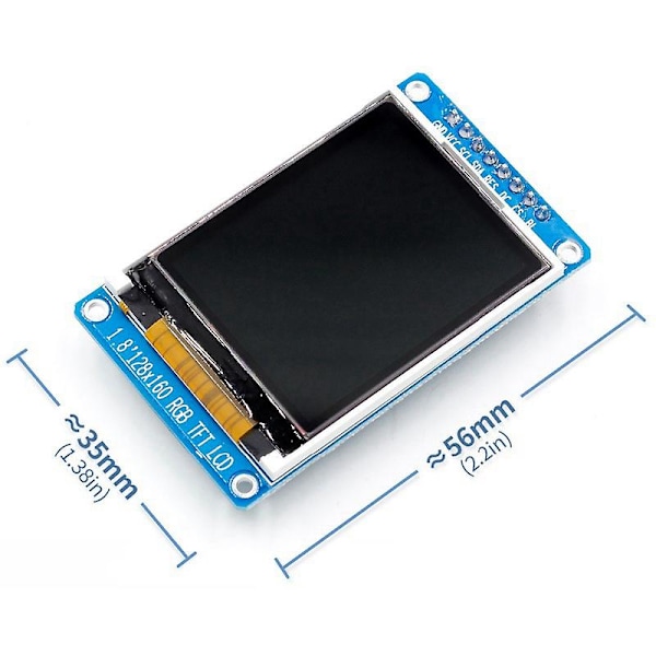 1,8 Tums LCD-Skärmmodul Fullfärg 128x160 RGB SPI TFT LCD-Skärmmodul ST7735S 3.3V Ersättning