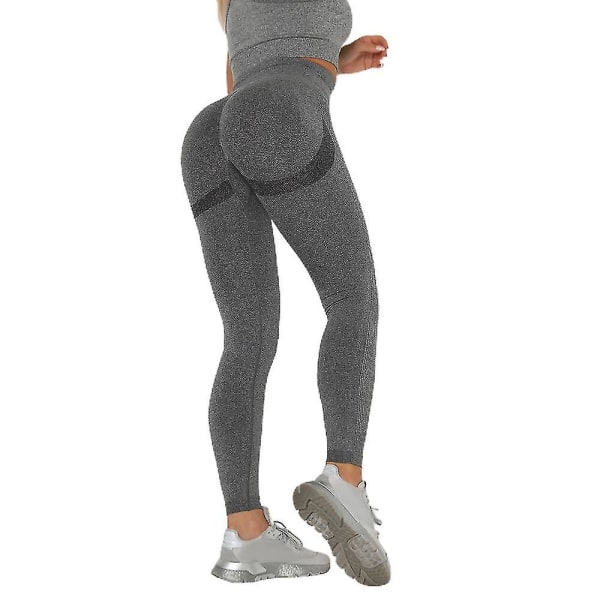 Kvinner Sport Yoga Bukser Fitness Push Up Tights Bukser Dark Grey L