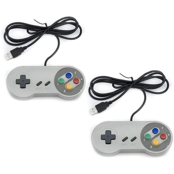 2-pakning Retro Stil Snes/NES USB-kontroller - Klassisk Retro Spillkontroller