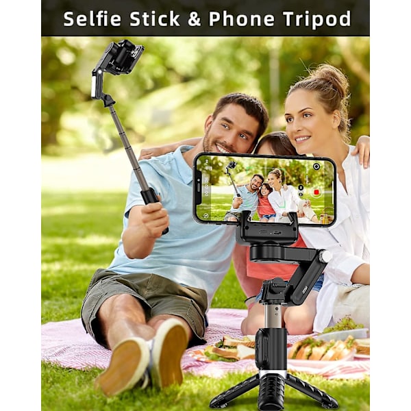 Gimbal Stabilisator med Telefonstativ til Smartphones, Håndholdt Gimbal med Fjernbetjening Selfie Stick & 360 Ansigts Sporing Stativ