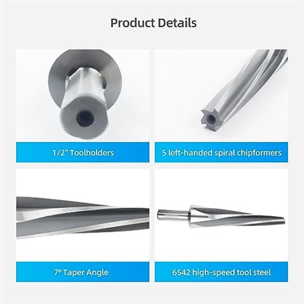 7 Graders Konisk Reamers, 1-1/2 Tum Per Fot Konisk Kulled Reamers, Reamers Bit Universal Reamers Verktyg