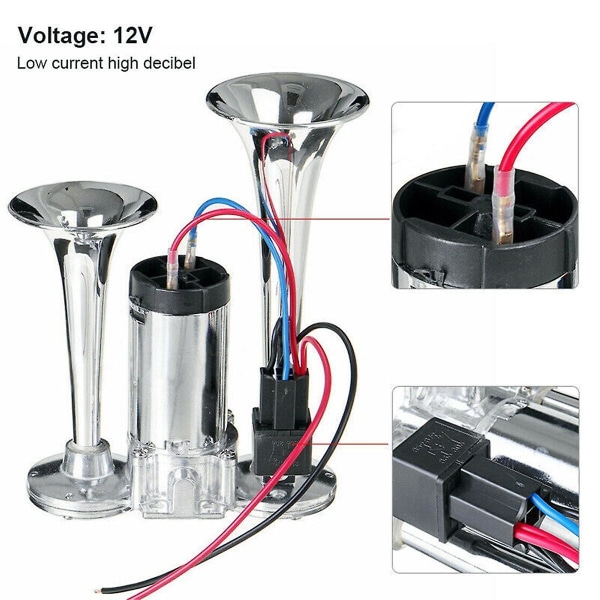 12V 600Db Dobbelt Horn Super Høj Elektrisk Magnetventil Bil Elektrisk Lufthorn Elektrisk Pumpe Horn til