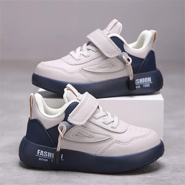 Trendiga skateskor för pojkar, bekväma halkfria sneakers med mjuk sula för barns utomhusaktiviteter Beige Blue 34