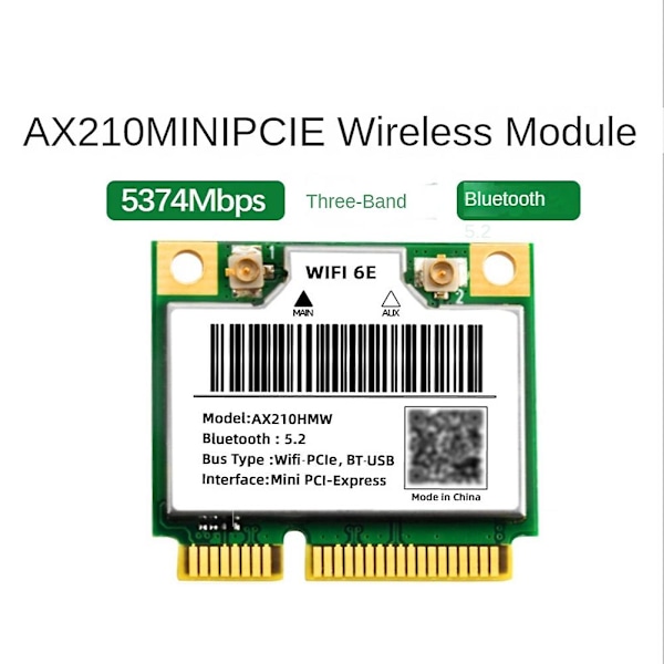 Wifi 6e Ax210hmw Mini Pcie Wifi 6 Wifi-kort för Ax210 5374mbps Bluetooth5.2 802.11ax 2.4g/5g/6g Wif