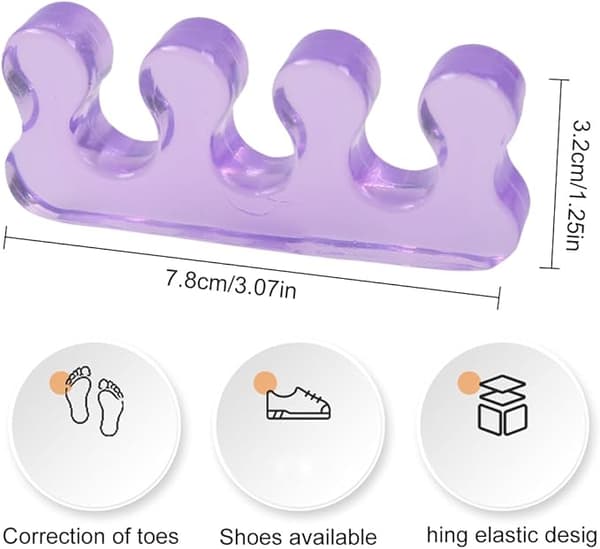 4 stk. tåskillere til pedicure, genanvendelige vaskbare tåskillere til påføring af neglelak