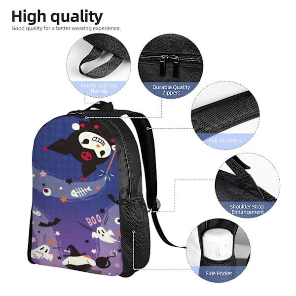 Skolväska Kuromi Ryggsäck Grundskolan Mellanstadiet Bokväska Stor Kapacitet Axelväskor Casual Daypack Laptopväskor För Pojkar FlickordmSJB1188