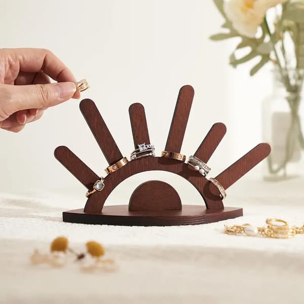 Kreativt smyckesställ, ringförvaring och displayställ, träkonstprydnad, julklapp