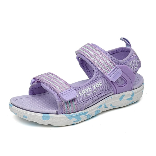Trendiga söta sandaler med öppen tå för flickor, andningsbara lätta sandaler för inomhus utomhus strand, sommar Purple 31
